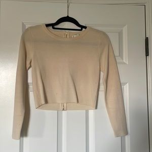 Club Monaco Cropped Sweater with Leather detail on back
